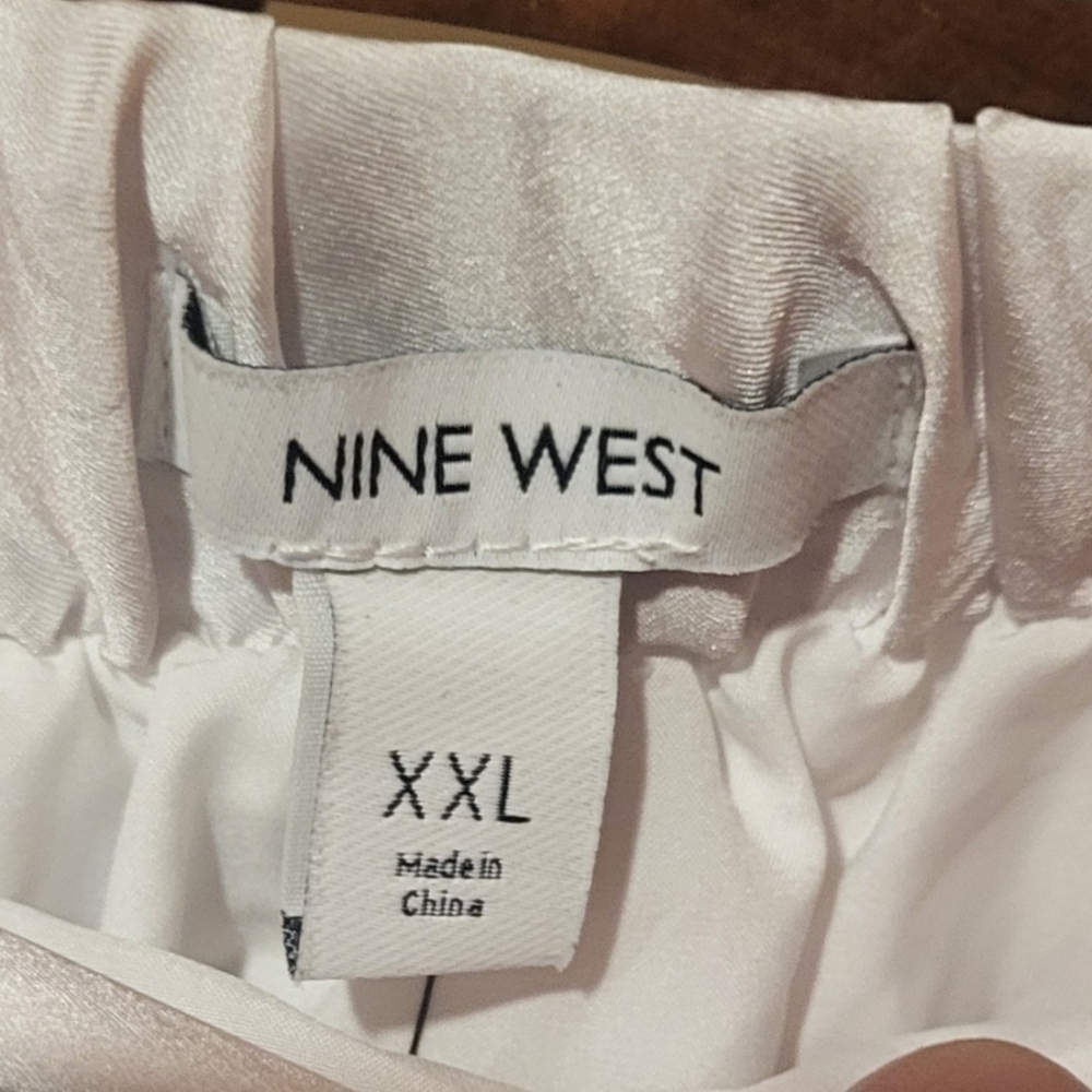 Nine West Satin Tiered Midi Skirt Ivory Tusk New Size XXL Y2K Boho Festival - Picture 6 of 8